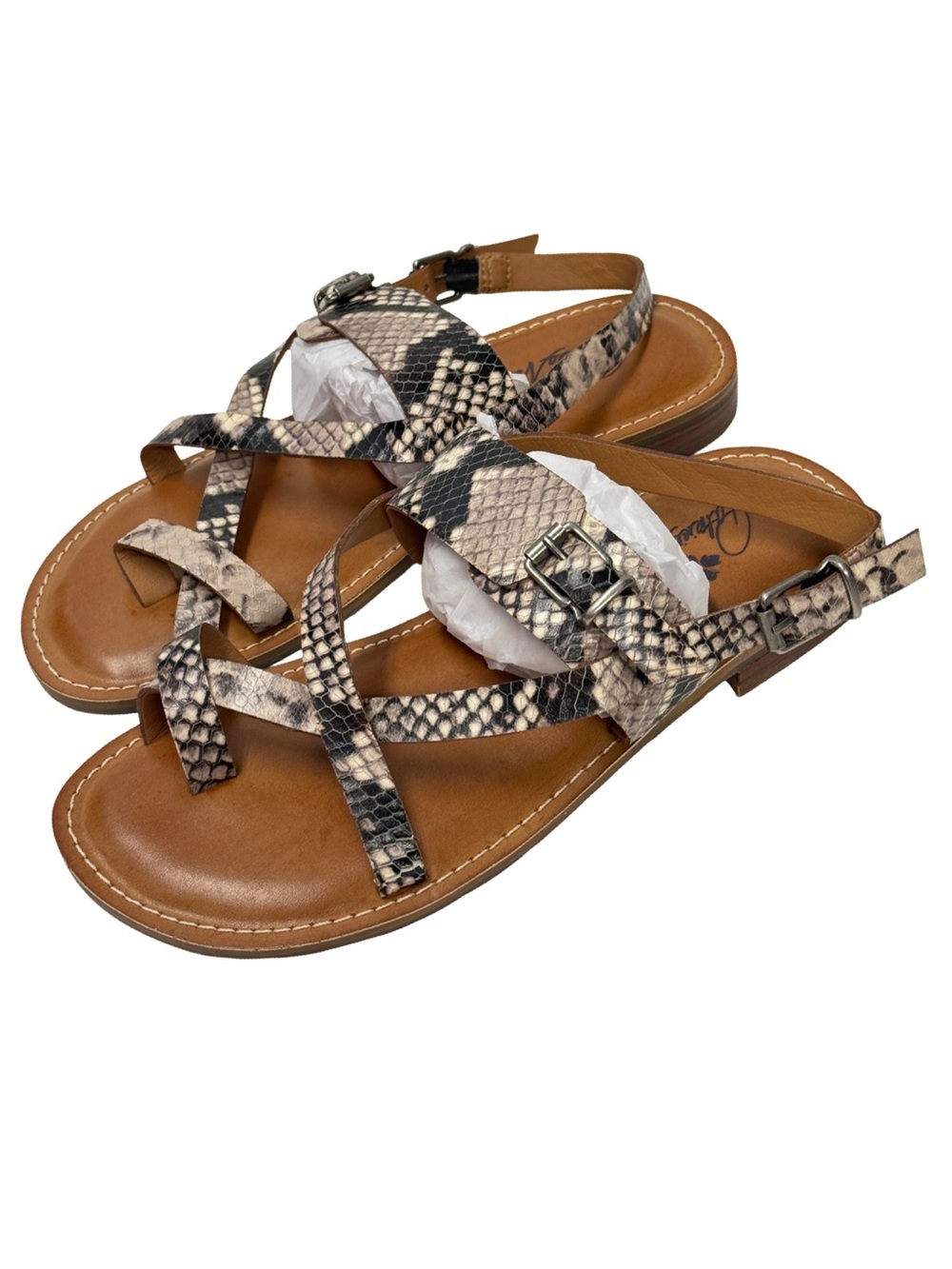 New Patricia Nash Fidella Leather Toe-Ring Sandals – Snake Print Size 8 - Picture 3 of 8